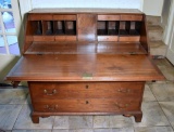 Fine Antique 18th C. Handmade Slant Front Secretary Walnut Desk