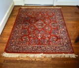 Karastan Red, Ivory & Blue Oriental Style Sarouk Wool ~ 4 x 6 Rug