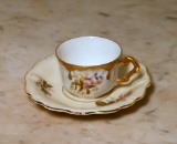 Antique Limoges Demitasse Porcelain Cup, Made in France, Rosenthal Saucer Made in Germany