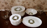 Lot of Christmas Holly Themed Dishes & Glassware