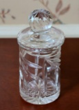 Cazlor Hand Cut Lead Crystal Small Lidded Jar, Made in Poland