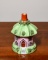 Small Antique Hand Painted Ceramic Pink Octagonal Cottage House