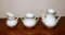 Antique Porcelain Teapot, Sugar & Creamer, DM In Cartouche Mark
