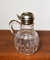 Vintage Glass Syrup Pitcher, Silver Plate Lid