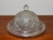 Vintage Pressed Glass Round Domed Butter Dish