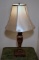 Contemporary Bronze Colored Metal Table Lamp w/ Ivory Shade