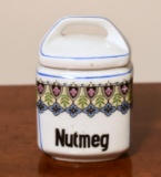 Antique Art Deco Ceramic Nutmeg Spice Container, Made in Czechoslovakia