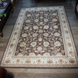 Contemporary Brown/Beige Floral Pattern Oriental Style Rug, 5'3” x 7'7”
