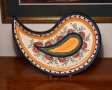 Pier 1 “Alexandria” Decorative Paisley Shaped Serving Platter,  17” Diam.