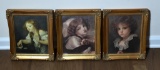 Set of 3 Vintage Jean-Baptiste Greuze Framed Decorator Canvas Art Prints, Made In France
