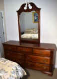 Vintage Stanley Furniture 7 Drawer Cherry Dresser w/ Mirror (MATCHES LOT 49)
