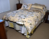 Queen Size Metal Bed Frame w/ Blue Bell Mattress Co. Pillow Top Mattress/Spring & Bed Linens