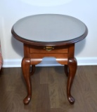 Broyhill Oval Cherry End Table / Side Table w/ Glass Topper (Lots 47-48 Match)
