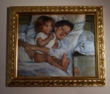 Cassatt “Breakfast In Bed” Framed Decorator Canvas Art Print