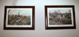 Pair of Hunting Themed Decorator Art Prints, “Full Cry Through the Homestead”