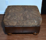 Tapestry & Bonded Leather Ottoman (Lots 2-6 Are a Suite)