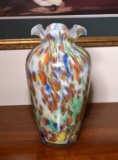 Large 12” Vintage Murano Vasa Murrhina Art Glass Vase