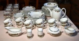 Lot of 77 Pieces Johnson Brothers “Victorian Christmas” Pattern China and Stemware