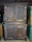 Antique Pine Sideboard with Hutch, Dark Distressed Stain