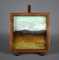 Interesting Needle Felted Wool Fiber Small Framed Landscape, Signed by Local Artist Sarah Mandell