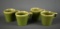 Set of 4 Hull Pottery Oven Proof Green Drip Glaze Pottery Coffee Mugs