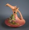 Unusual Vintage Roseville Pottery Bleeding Heart Pink Ewer with Relief Molded Detail Added, #963-6