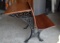 Antique Cast Iron Base School Desk with Ink Well Cutout