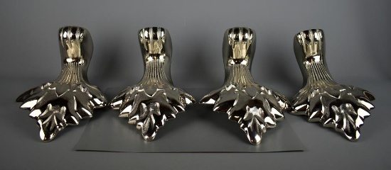 Set of 4 Cast Iron Paw Feet with Chrome Finish for Claw Foot Tub