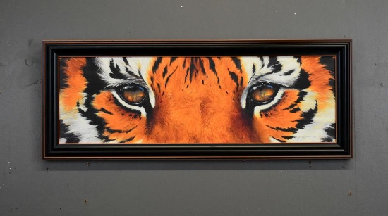 Jerry Dame 2010 “In the Eyes of a Tiger” Framed Canvas Print, Tillman Hall Reflected In Eyes