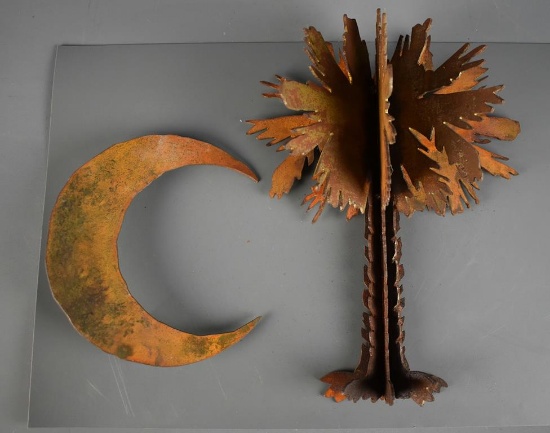 Decorative Metal SC Palmetto and Crescent Moon Wall Decor