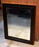 Black & Gilt Edged Wood Framed Wall Mirror with Beveled Glass