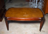 Vintage Heritage Mahogany Coffee Table with Inlaid Leather Top, Brass Caster Feet