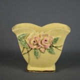 Vintage McCoy Pottery Yellow Floral Relief Molded Vase