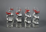 Set of 8 Vintage Hand Painted Fox & Hound Collins Glasses / Cooler Glasses