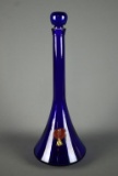 Vintage Cobalt Blue Glass Tall Wine Decanter with Glass Stopper
