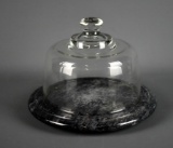Black Marble Cheese Plate with Glass Dome