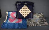 Lot of 3 Quilt Items: 2 Quilt Tops, 1 Patchwork Throw Pillow