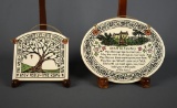 Lot of 2 Spooner Creek Handcrafted Hanging Decor Pieces, Inspirational Quotes, Etched & Glazed Clay