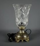 Cut Glass Torchiere Style Table Lamp w/ Silver Base