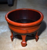 Rustic Style Red Painted Footed Tub Wooden Planter