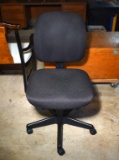 Black Upholstered Office / Desk Chair, Adjustable Height, Back, and Tilt