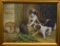 Arthur (Late 20th C.) Framed Decorator Art, Puppies & Bunny, Oil on Canvas