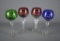 Set of 4 Bohemian Cut Crystal Goblets; Blue, Green & Ruby Cut to Clear