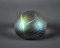 Vintage Glass Paperweight with Iridescent Feather Design