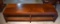 Vintage Mid-Century Walnut Two-Tiered Coffee Table, Caned Bottom Shelf, Bookmatched Top