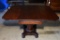 Antique 19th C. Empire Revival Mahogany Drop Leaf Table, Central Drawer