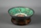 Vintage Chinese Hong Kong Famille Verte Export Bowl with Wooden Stand