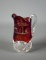 Antique Etched Ruby Flash Crystal Cream Pitcher