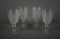 Set of 4 Antique Frosted Press Glass Footed Tumblers
