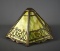 Antique Green-Yellow Slag Glass Lamp Shade